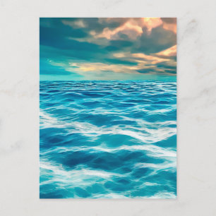 Blaue Ozeanlandschaft Bewölkter Himmel Digitale Ma Postkarte