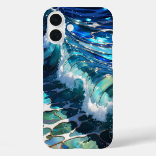 Blaue Ozeanwelle-Ästhetik-Handyhülle iPhone 16 Plus Hülle