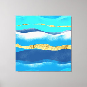 Blaue Ozeanwelle Moderne Familiendekoration Leinwanddruck
