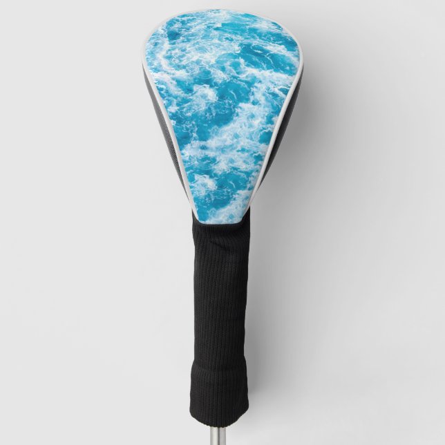 Blaue Ozeanwelle Textur Golf Headcover (Vorderseite)