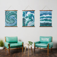 Blaue Ozeanwellen Abstrakte Flüssigkeiten Kunst