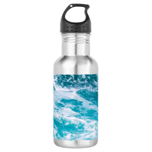 Blaue Ozeanwellen Edelstahlflasche