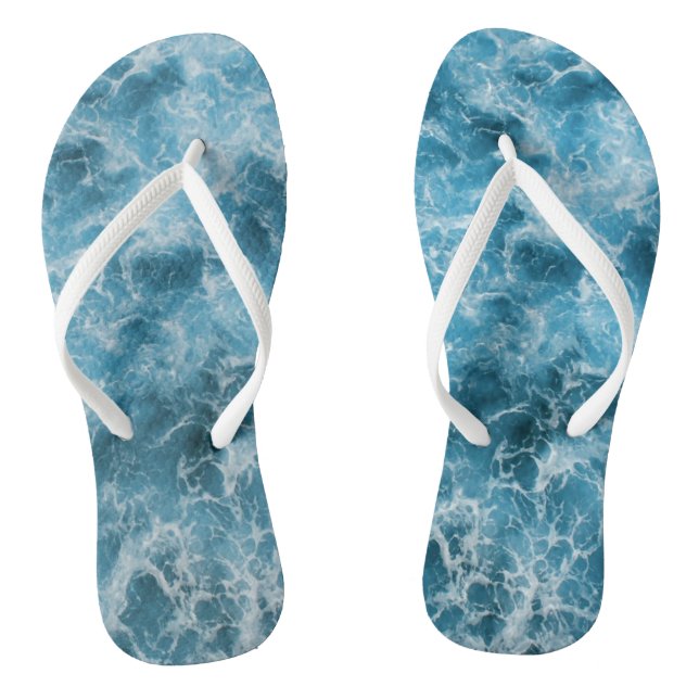 Blaue Ozeanwellen Flip Flops (Fußbett)