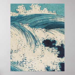 Blaue Ozeanwellen Japanischer Holzschnitt Poster