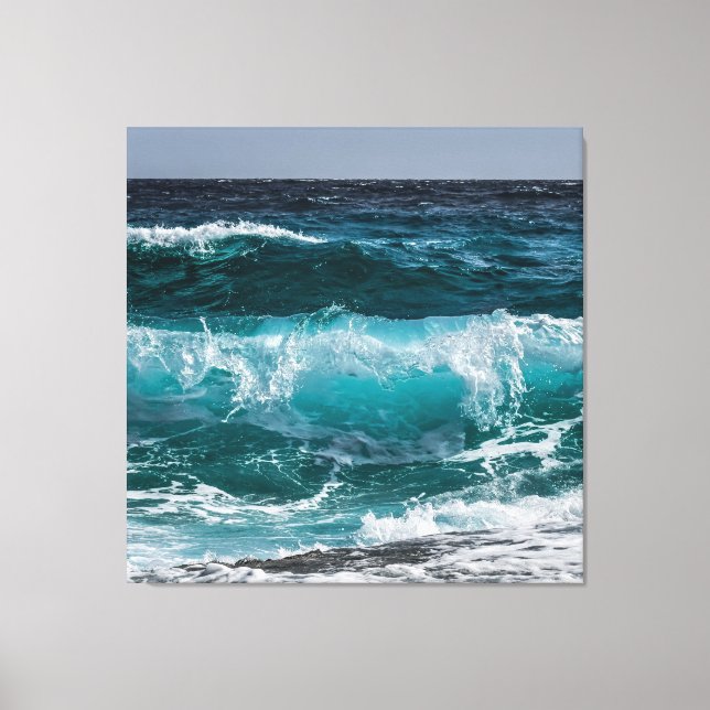Blaue Ozeanwellen Leinwanddruck (Vorderseite)