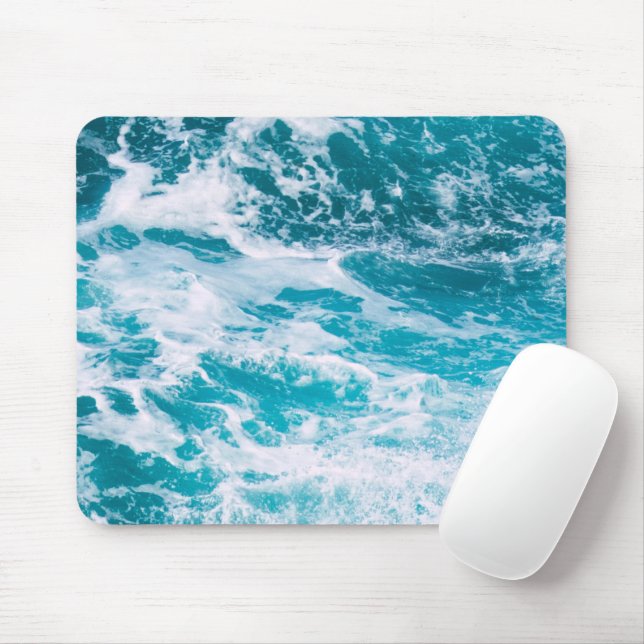 Blaue Ozeanwellen Mousepad (Mit Mouse)