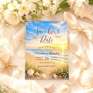 Blaue Ozeanwellen Strand Save-the-Date-Einladung Save The Date