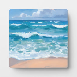 Blaue Ozeanwellen | Strandbad Art Fotoplatte