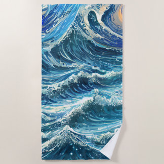 Blaue Ozeanwellen Strandtuch