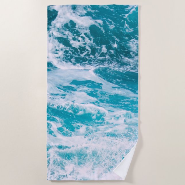 Blaue Ozeanwellen Strandtuch (Vorderseite)