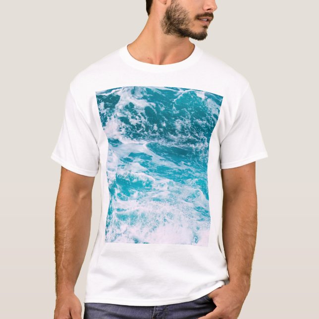 Blaue Ozeanwellen T-Shirt (Vorderseite)