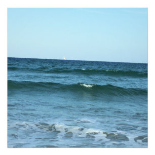 Blaue Ozeanwellen treffen den Horizont Fotodruck
