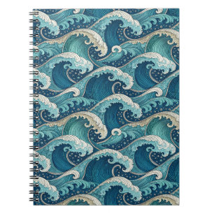 Blaue Ozeanwellen Tropicales Sommer-Designmuster Notizblock