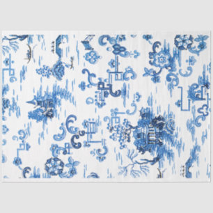 Blaue Pagode Chinoiserie Seidenpapier