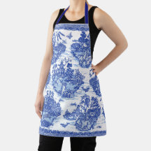Blaue Pagode mit Tieren im Vintage-Oriental-Toile-