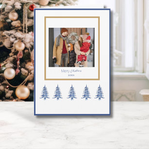 Blaue Pagoden-Weihnachtsbäume 1-Foto Karte
