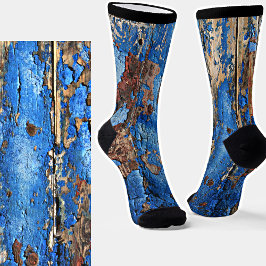 Blaue Paint Peeling von Holzpappe Illusion Socken
