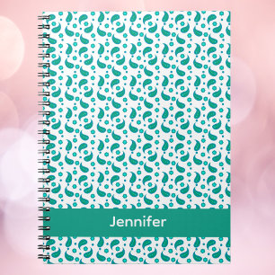 Blaue Paisley-Blumenmuster-Personalisierung Notizblock