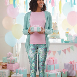 Blaue Paisley-Leggings im Vintage-Stil Leggings