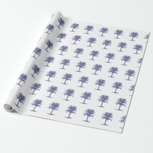 Blaue Palme Toile Geschenkpapier