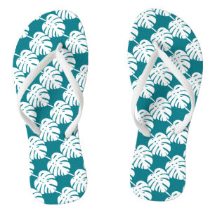Blaue Palmenblatt-Druck-Strandpantoffeln oder Flip Flops