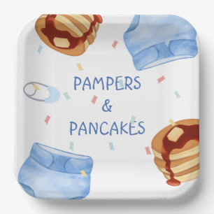 Blaue Pampers und Crêpes Teller