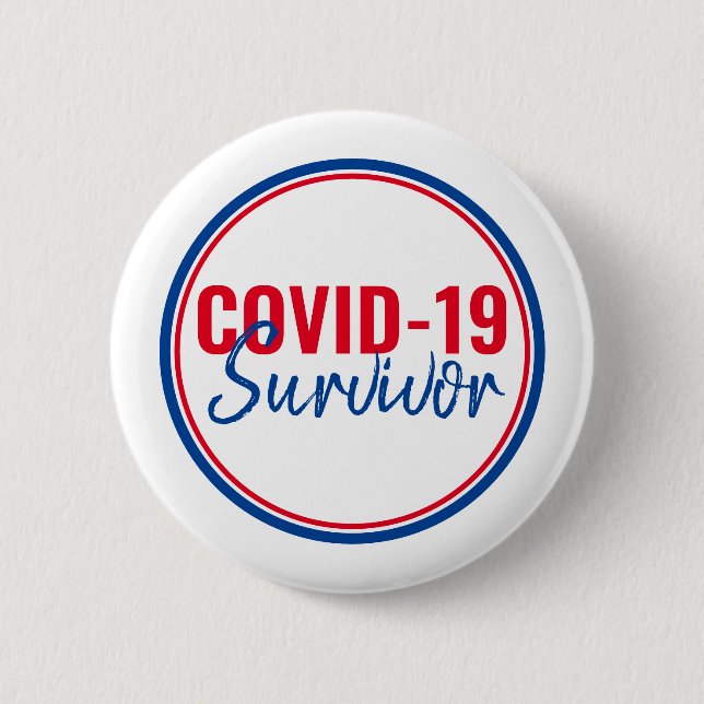 Blaue Pandemie Coronavirus Covid-19 Survivor Button (Vorderseite)