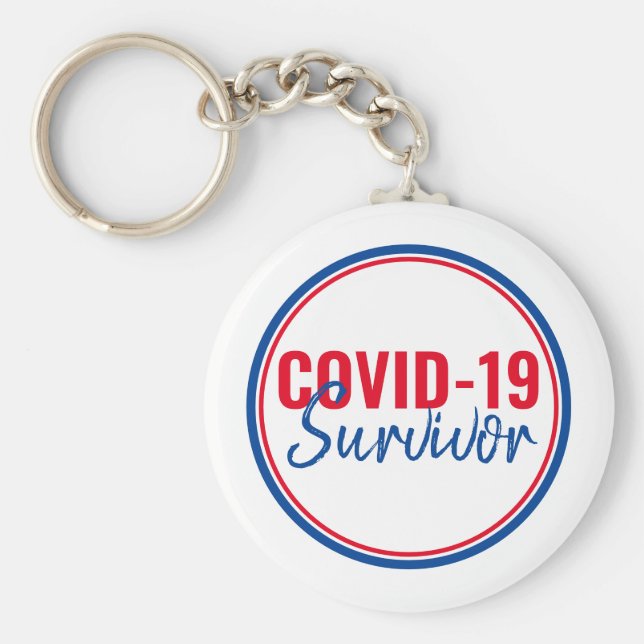 Blaue Pandemie Coronavirus Covid-19 Survivor Schlüsselanhänger (Vorne)