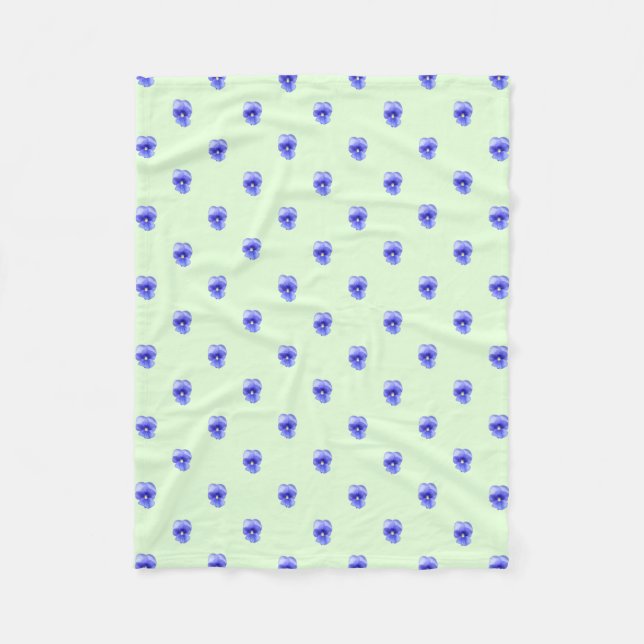 Blaue Pansy auf Mint - Fleece Blanket (Vorderseite)