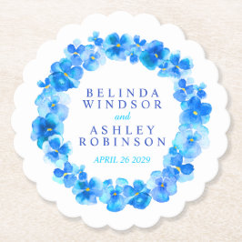 Blaue Pansy-Blume Kranz Aquarellkunst Untersetzer