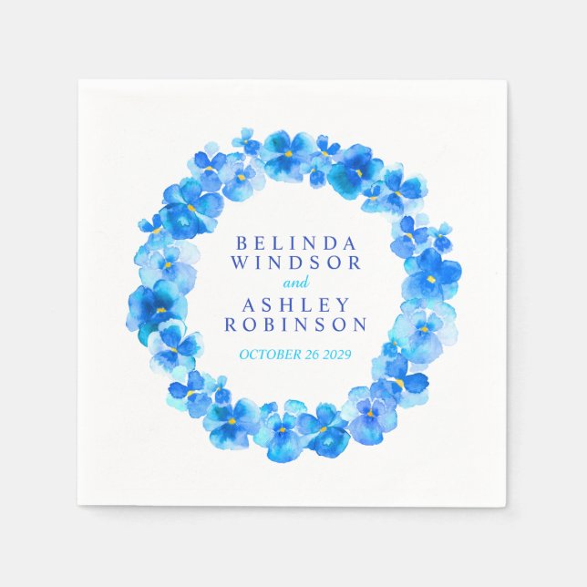 Blaue Pansy-Blume Serviette (Vorderseite)