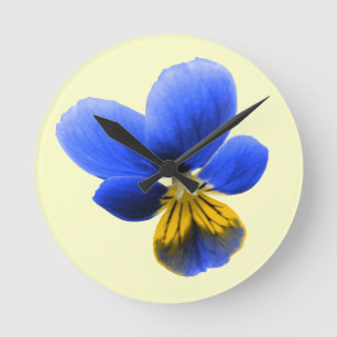 Blaue Pansy-Wanduhr Runde Wanduhr