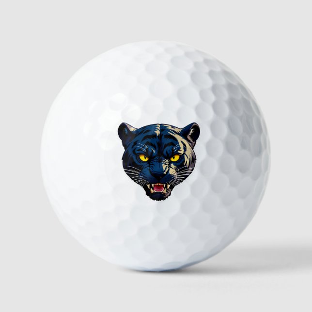 Blaue Pantherkopf-Silhouette Golfball (Vorderseite)