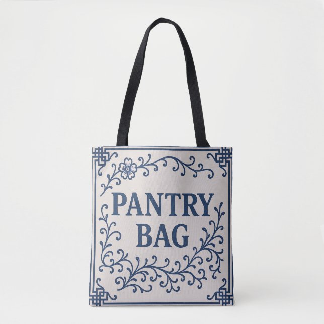 "BLAUE PANTRY-TASCHE" - CHINOISERIE-TOTE  (Vorderseite)