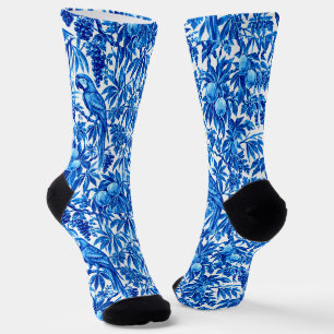 Blaue Papageien in einem tropischen Garten Socken