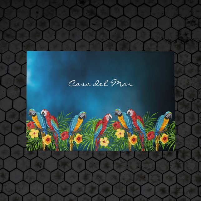 Blaue Papageien - Name des Sommerhauses Fußmatte (Von Creator hochgeladen)