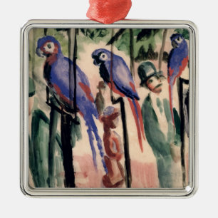 Blaue Papageien Ornament Aus Metall