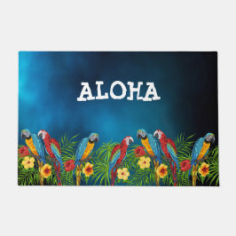 Blaue Papageienvögel Sommeraloha Fußmatte
