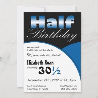Blaue Party Einladungen zum halben Geburtstag