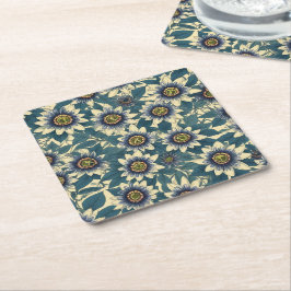 Blaue Passionsmuster-Blume Rechteckiger Pappuntersetzer