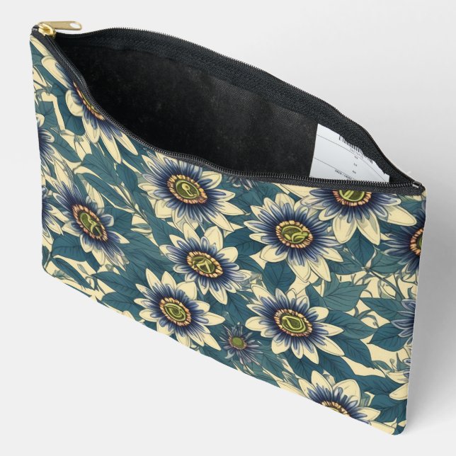 Blaue Passionsmuster-Blume Zubehörtasche (Offen)