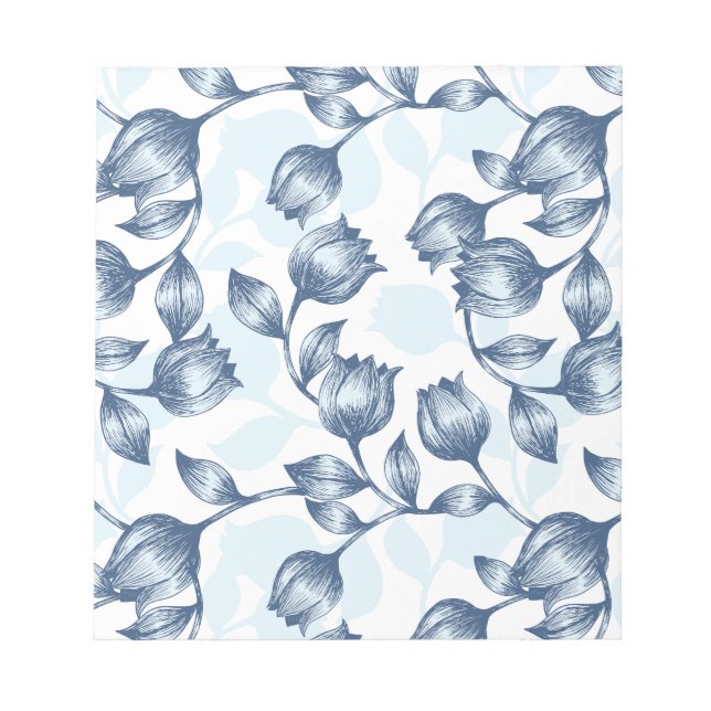 Blaue Pastel Elegance - Tulip Silhouette Blumenmus Notizblock (Vorderseite)