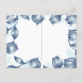 Blaue Pastel Elegance - Tulip Silhouette Blumenmus Postkarte