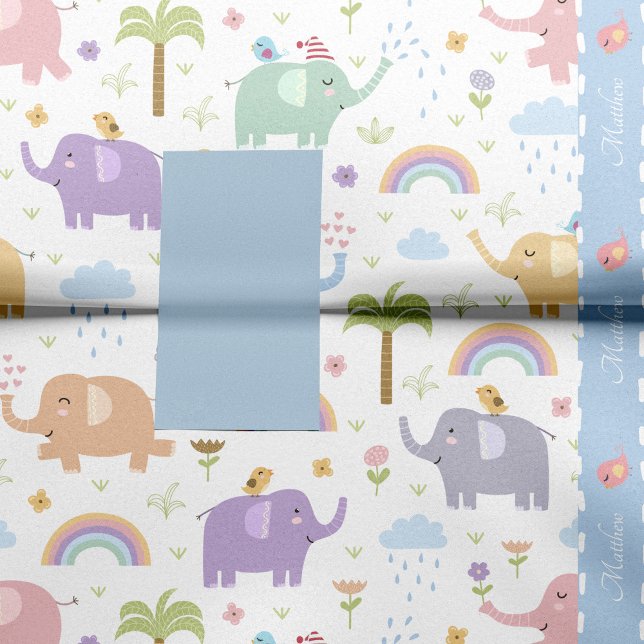 Blaue Pastel Elephant Muster für Little Boy Party Seidenpapier (Von Creator hochgeladen)