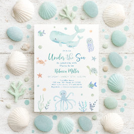 Blaue Pastel unter der Sea Baby-Dusche Einladung