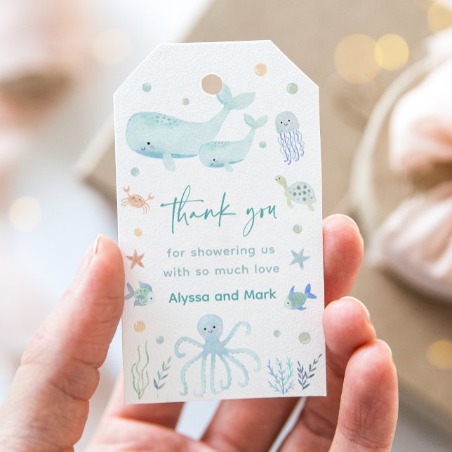 Blaue Pastel unter der Sea Baby-Dusche Geschenkanhänger (Von Creator hochgeladen)