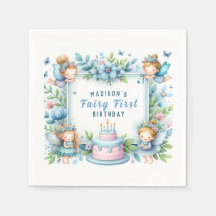 Blaue Pastell Blumenfee zum ersten Geburtstag -