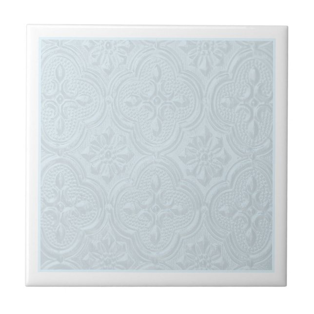 Blaue Pastell-Blumenmuster Fliese (Vorderseite)