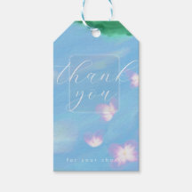 Blaue Pastell-Dankeschön-Florales Geschenk-Tag