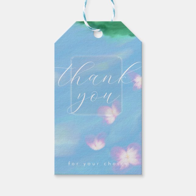 Blaue Pastell-Dankeschön-Geschenkkarte – Florales  Geschenkanhänger (Vorderseite)